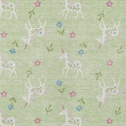 3' X 5' Mint Green And Ivory Floral Washable Indoor Outdoor Area Rug HomeRoots