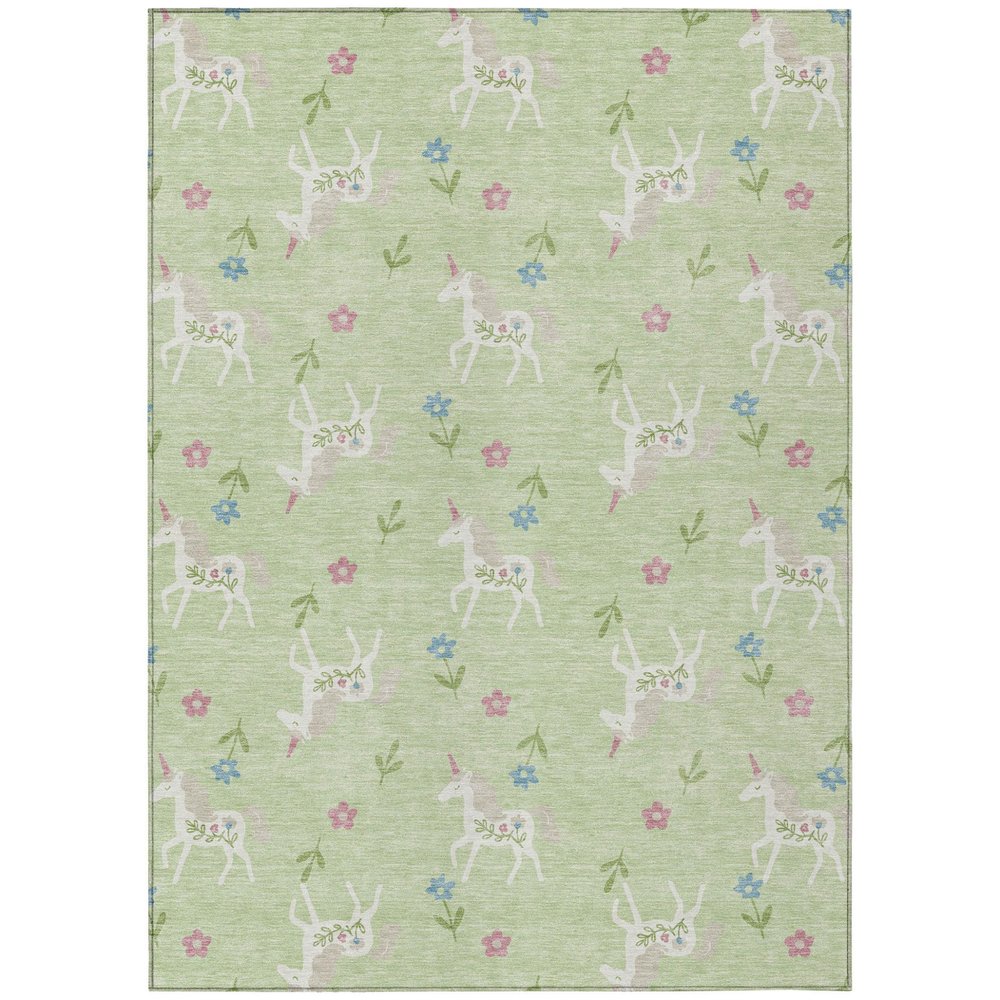 3' X 5' Mint Green And Ivory Floral Washable Indoor Outdoor Area Rug HomeRoots