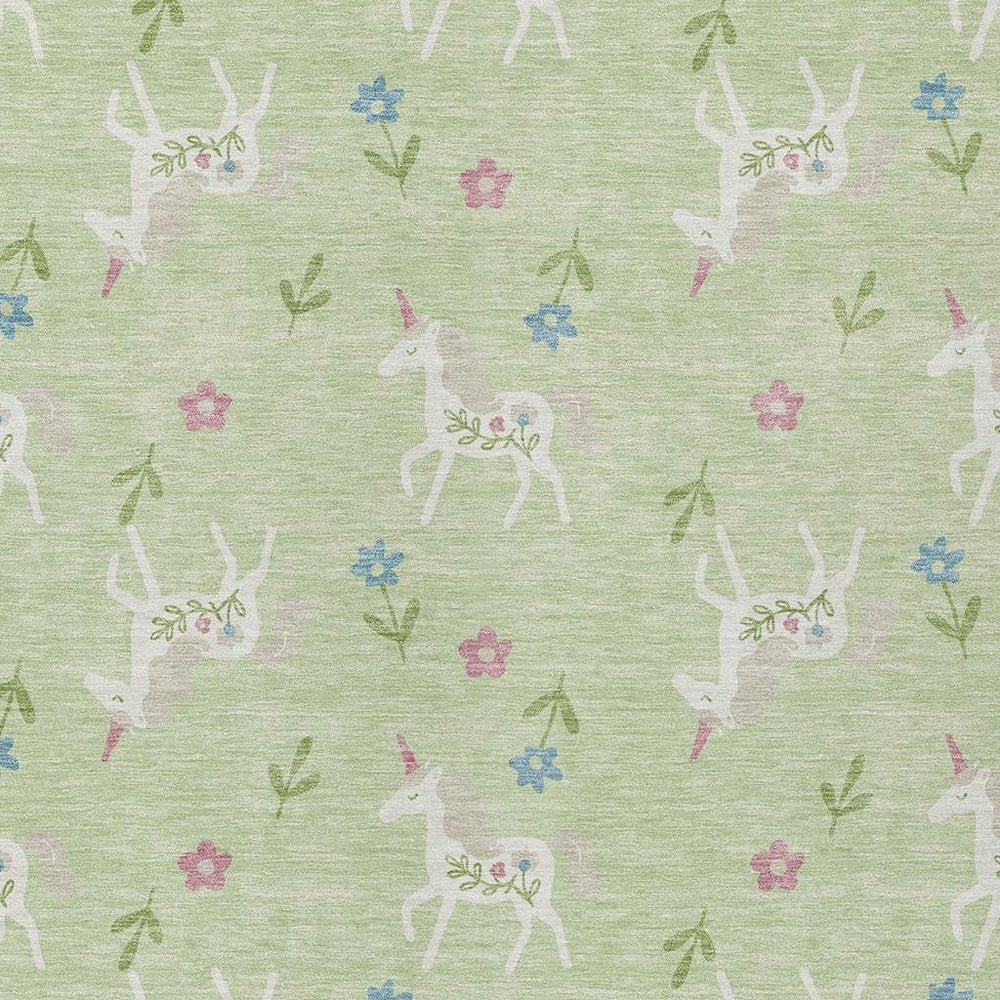 5' X 8' Mint Green And Ivory Floral Washable Indoor Outdoor Area Rug HomeRoots