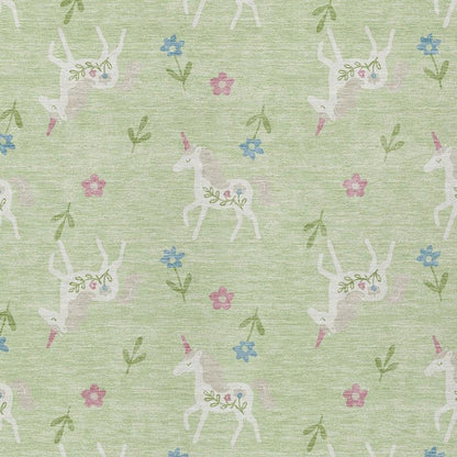 5' X 8' Mint Green And Ivory Floral Washable Indoor Outdoor Area Rug HomeRoots