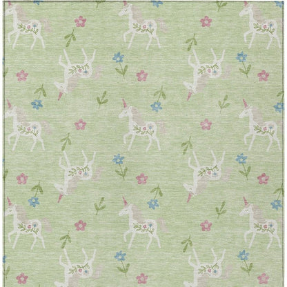 5' X 8' Mint Green And Ivory Floral Washable Indoor Outdoor Area Rug HomeRoots