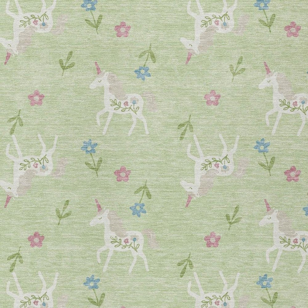 5' X 8' Mint Green And Ivory Floral Washable Indoor Outdoor Area Rug — view 8