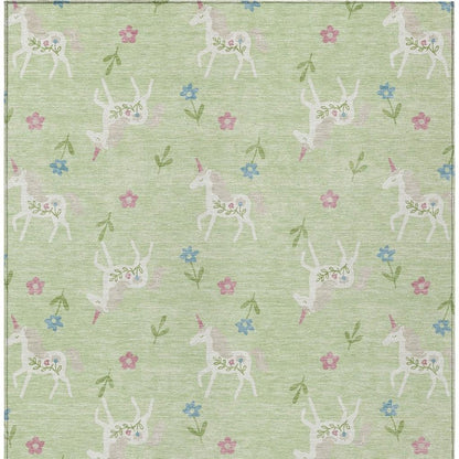 5' X 8' Mint Green And Ivory Floral Washable Indoor Outdoor Area Rug HomeRoots