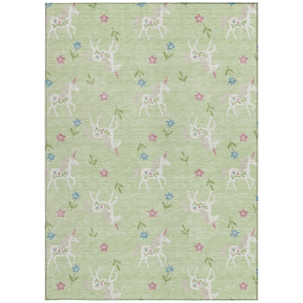 10' X 14' Mint Green And Ivory Floral Washable Indoor Outdoor Area Rug HomeRoots