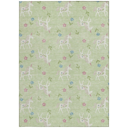 10' X 14' Mint Green And Ivory Floral Washable Indoor Outdoor Area Rug HomeRoots
