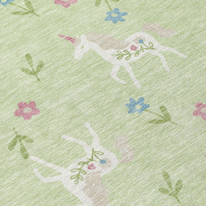 10' X 14' Mint Green And Ivory Floral Washable Indoor Outdoor Area Rug HomeRoots