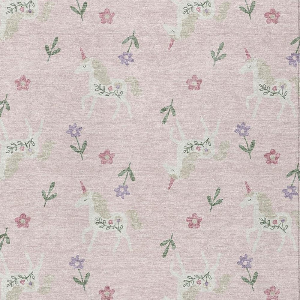3' X 5' Pink And Ivory Floral Washable Indoor Outdoor Area Rug — view 4