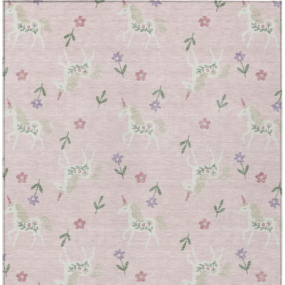 3' X 5' Pink And Ivory Floral Washable Indoor Outdoor Area Rug HomeRoots