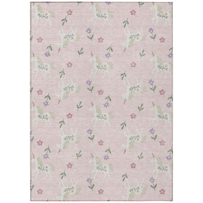 3' X 5' Pink And Ivory Floral Washable Indoor Outdoor Area Rug HomeRoots