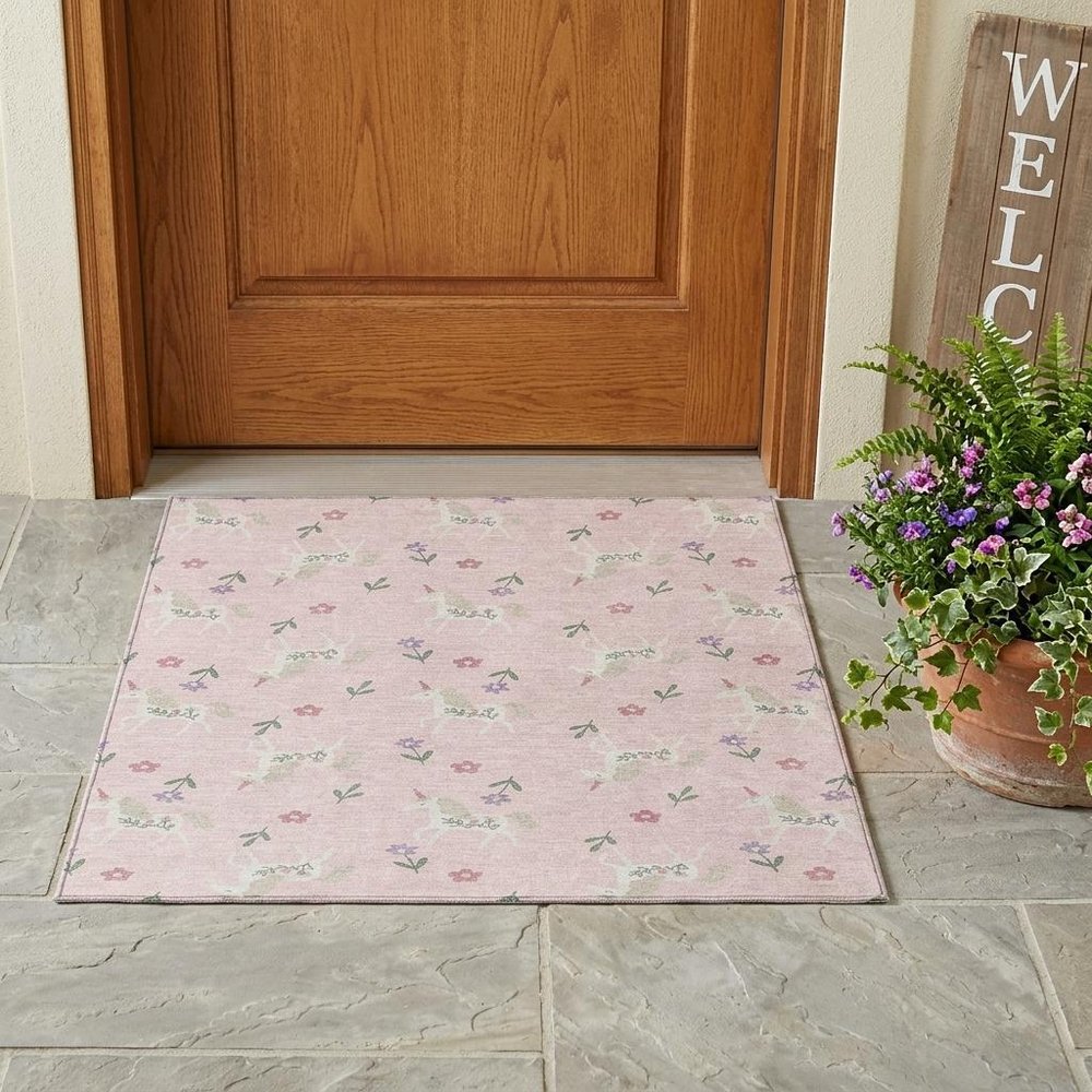 3' X 5' Pink And Ivory Floral Washable Indoor Outdoor Area Rug HomeRoots