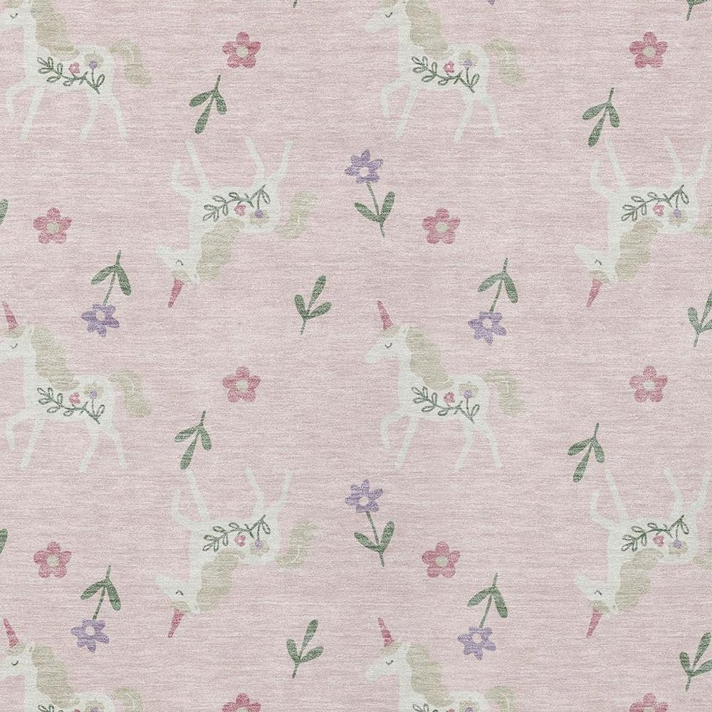 5' X 8' Pink And Ivory Floral Washable Indoor Outdoor Area Rug — view 4