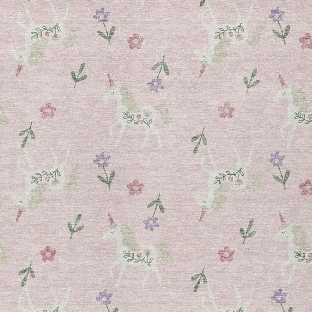 8' X 10' Pink And Ivory Floral Washable Indoor Outdoor Area Rug HomeRoots