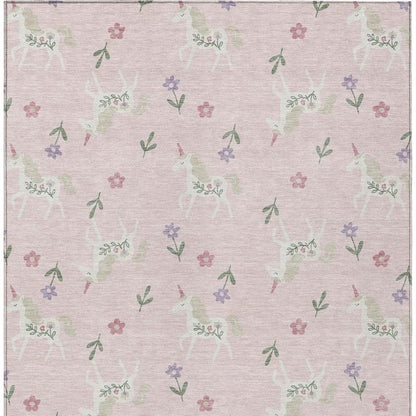 8' X 10' Pink And Ivory Floral Washable Indoor Outdoor Area Rug HomeRoots