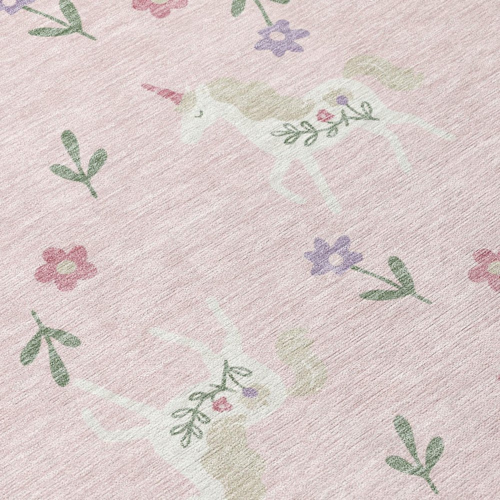 8' X 10' Pink And Ivory Floral Washable Indoor Outdoor Area Rug HomeRoots
