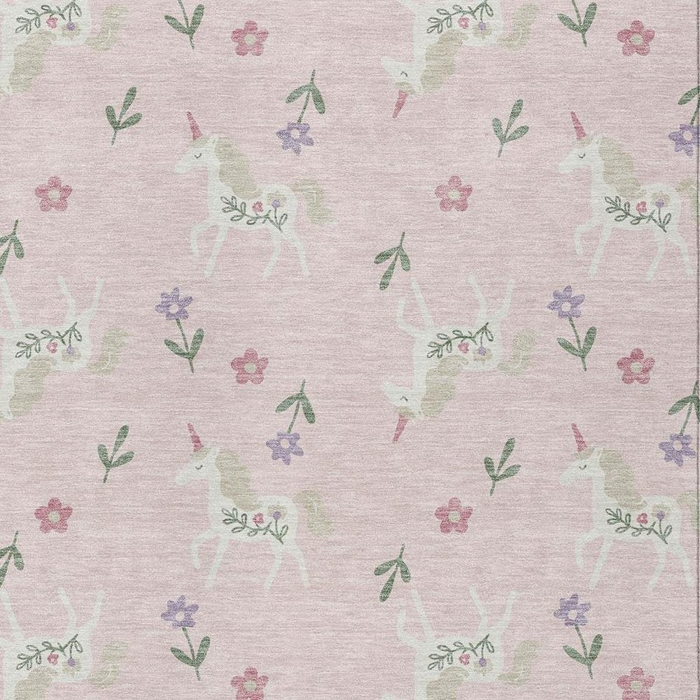 9' X 12' Pink And Ivory Floral Washable Indoor Outdoor Area Rug HomeRoots