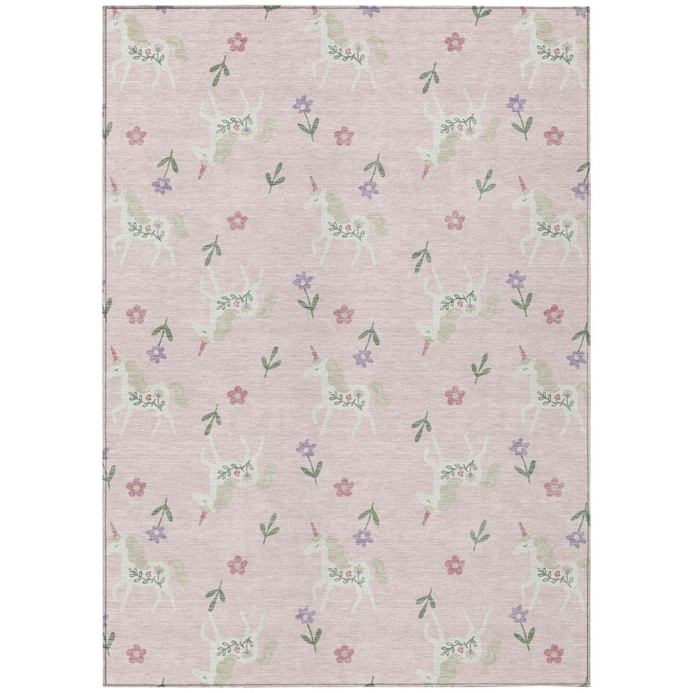 9' X 12' Pink And Ivory Floral Washable Indoor Outdoor Area Rug HomeRoots