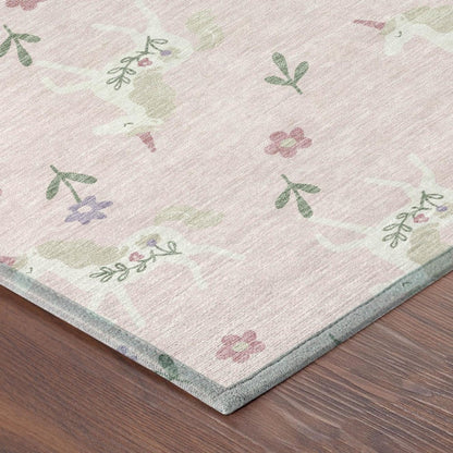 9' X 12' Pink And Ivory Floral Washable Indoor Outdoor Area Rug HomeRoots