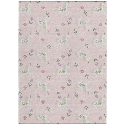 10' X 14' Pink And Ivory Floral Washable Indoor Outdoor Area Rug HomeRoots