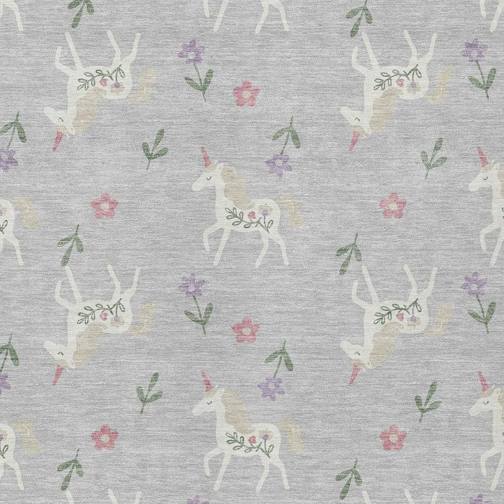 3' X 5' Silver And Ivory Floral Washable Indoor Outdoor Area Rug — view 8