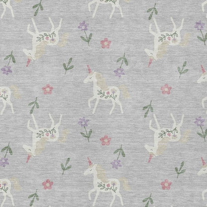 5' X 8' Silver And Ivory Floral Washable Indoor Outdoor Area Rug