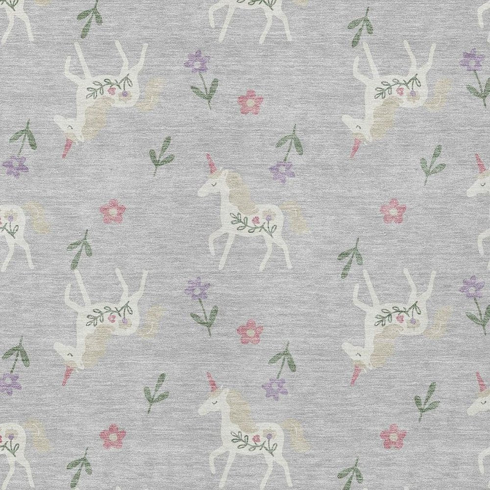 5' X 8' Silver And Ivory Floral Washable Indoor Outdoor Area Rug HomeRoots