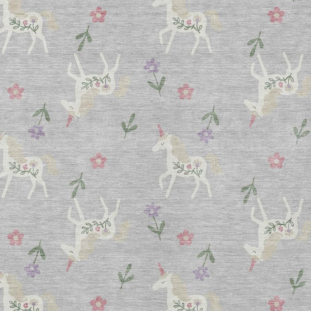 10' X 14' Silver And Ivory Floral Washable Indoor Outdoor Area Rug HomeRoots