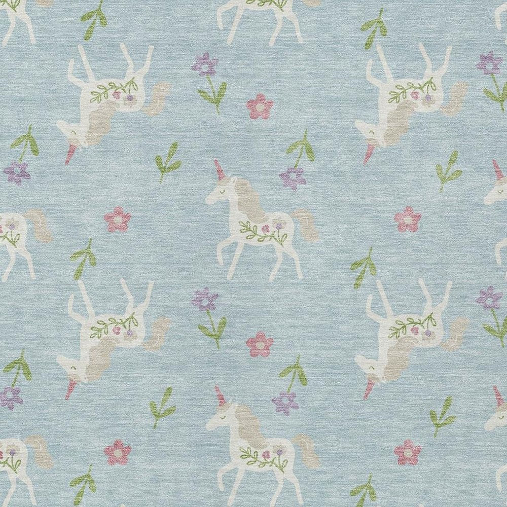 5' X 8' Sky Blue And Blue Floral Washable Indoor Outdoor Area Rug HomeRoots