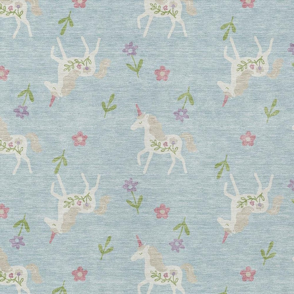 5' X 8' Sky Blue And Blue Floral Washable Indoor Outdoor Area Rug HomeRoots