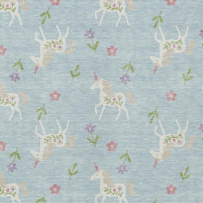 5' X 8' Sky Blue And Blue Floral Washable Indoor Outdoor Area Rug HomeRoots