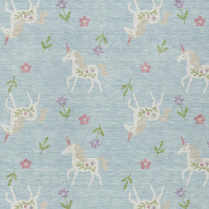 9' X 12' Sky Blue And Blue Floral Washable Indoor Outdoor Area Rug HomeRoots