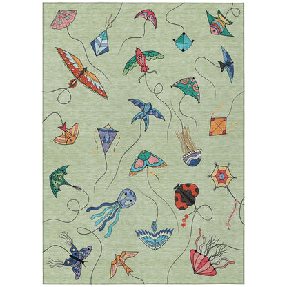 9' X 12' Green And Gold Geometric Washable Indoor Outdoor Area Rug HomeRoots