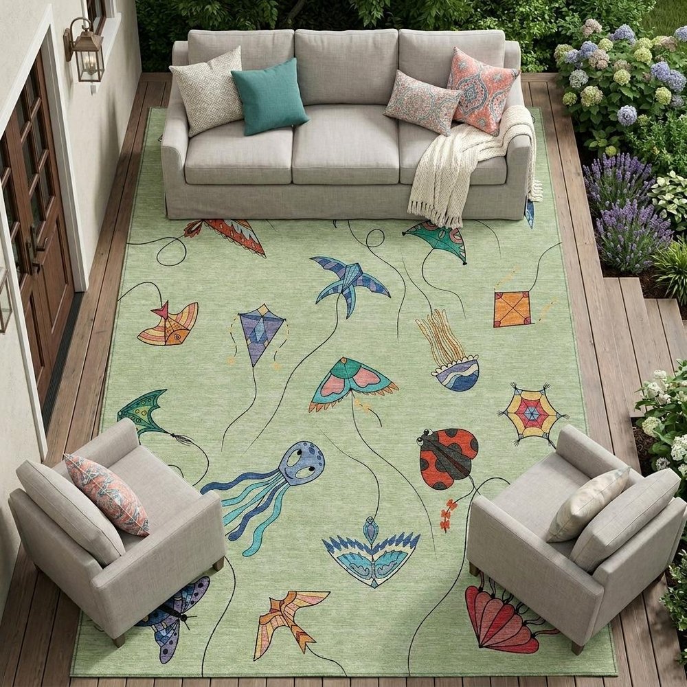 9' X 12' Green And Gold Geometric Washable Indoor Outdoor Area Rug HomeRoots