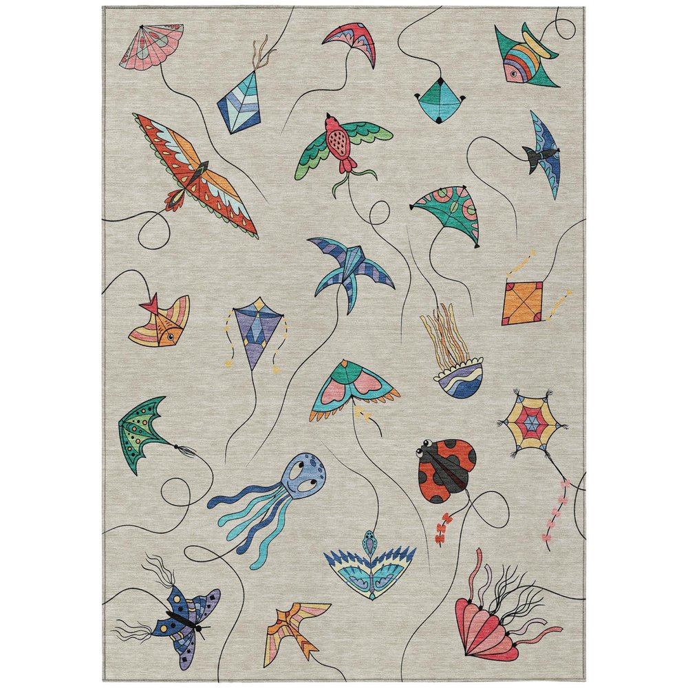 9' X 12' Beige And Orange Geometric Washable Indoor Outdoor Area Rug — view 1