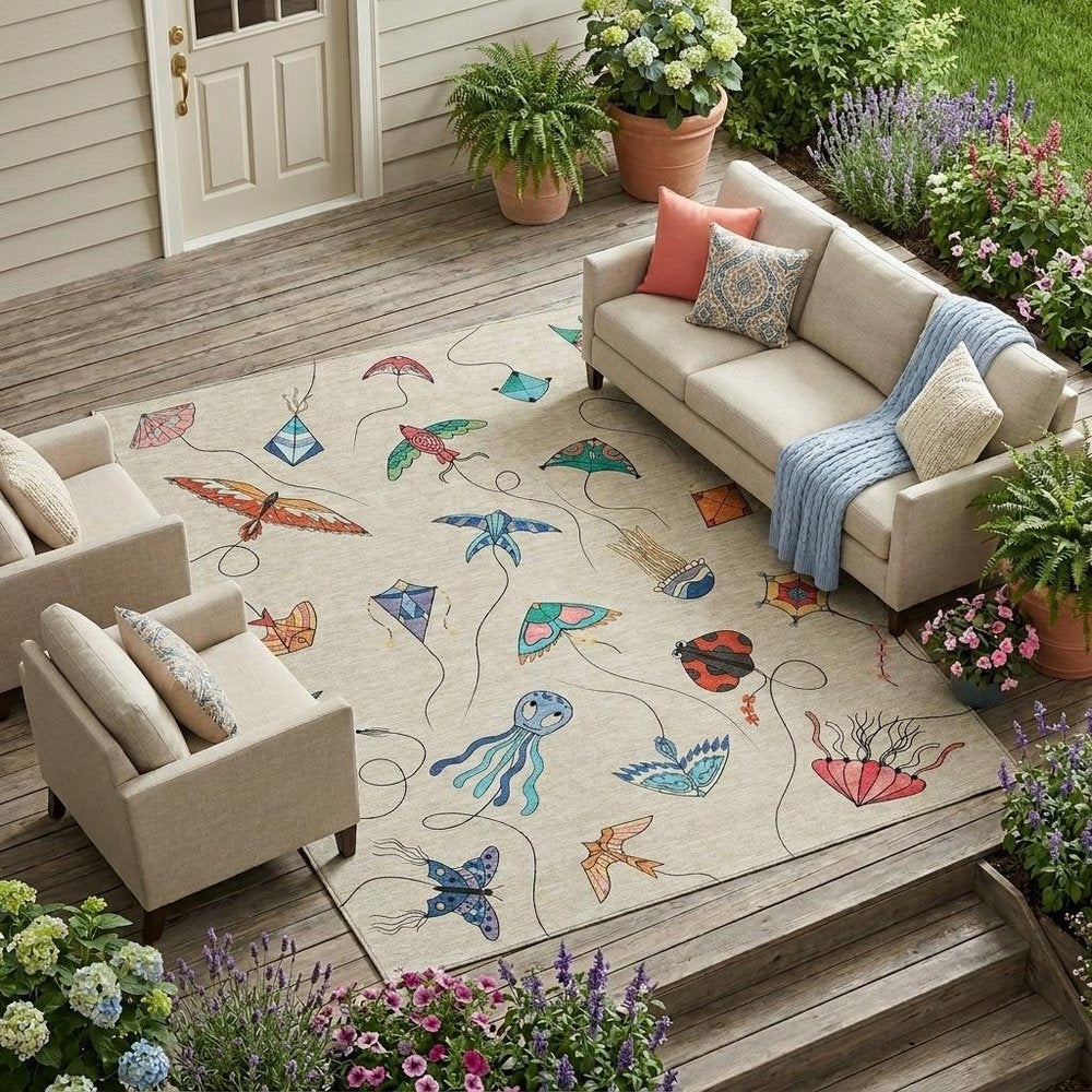 9' X 12' Beige And Orange Geometric Washable Indoor Outdoor Area Rug — view 7