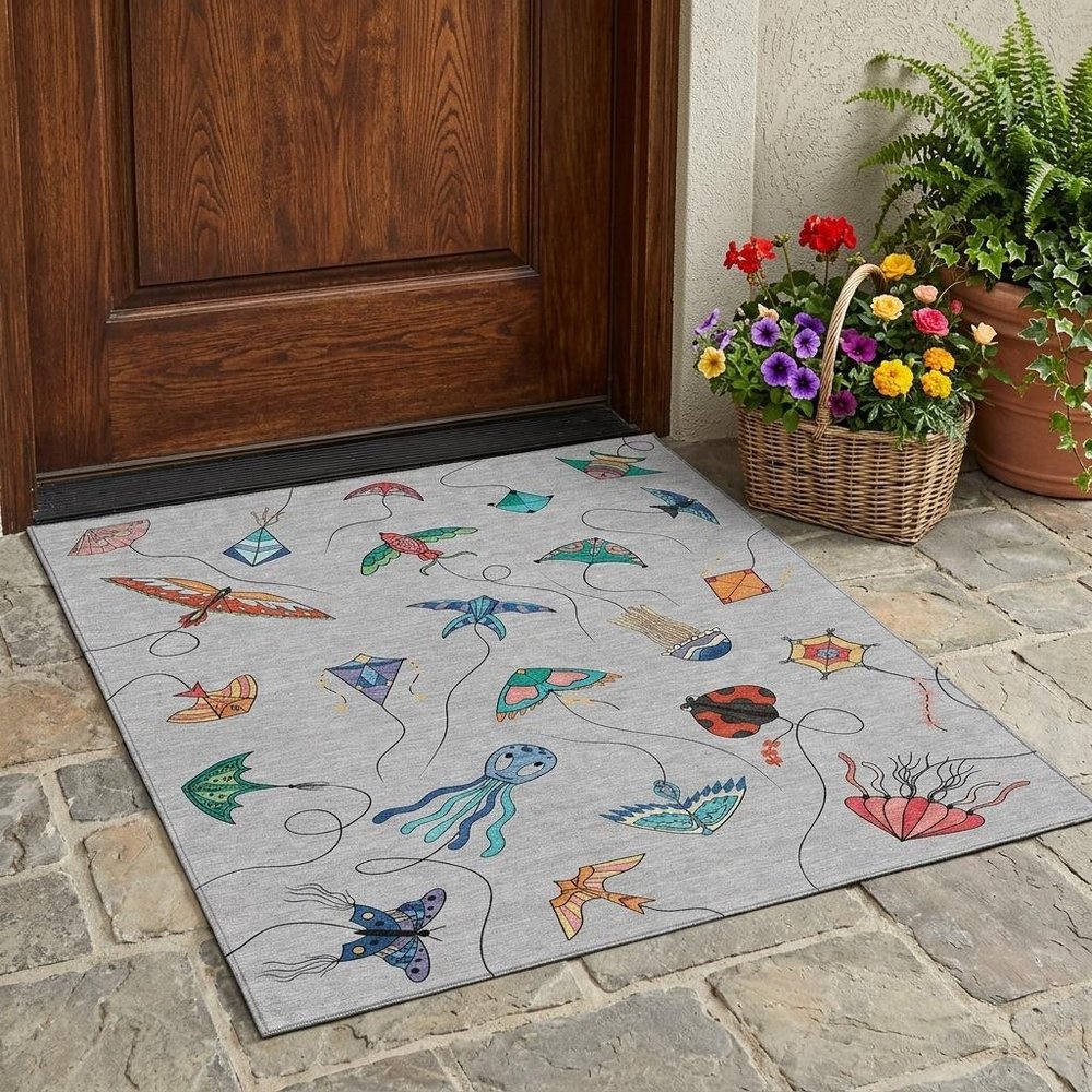 3' X 5' Gray And Gold Geometric Washable Indoor Outdoor Area Rug HomeRoots