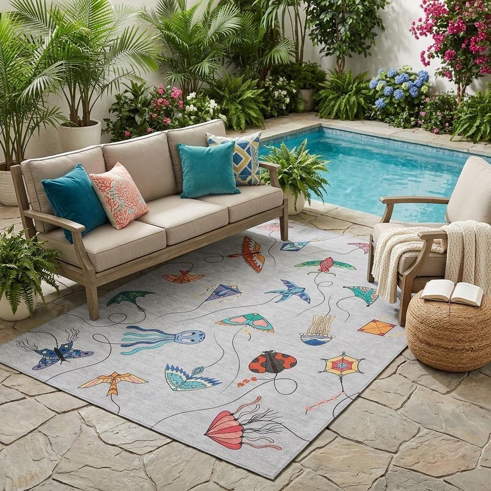 5' X 8' Gray And Gold Geometric Washable Indoor Outdoor Area Rug HomeRoots