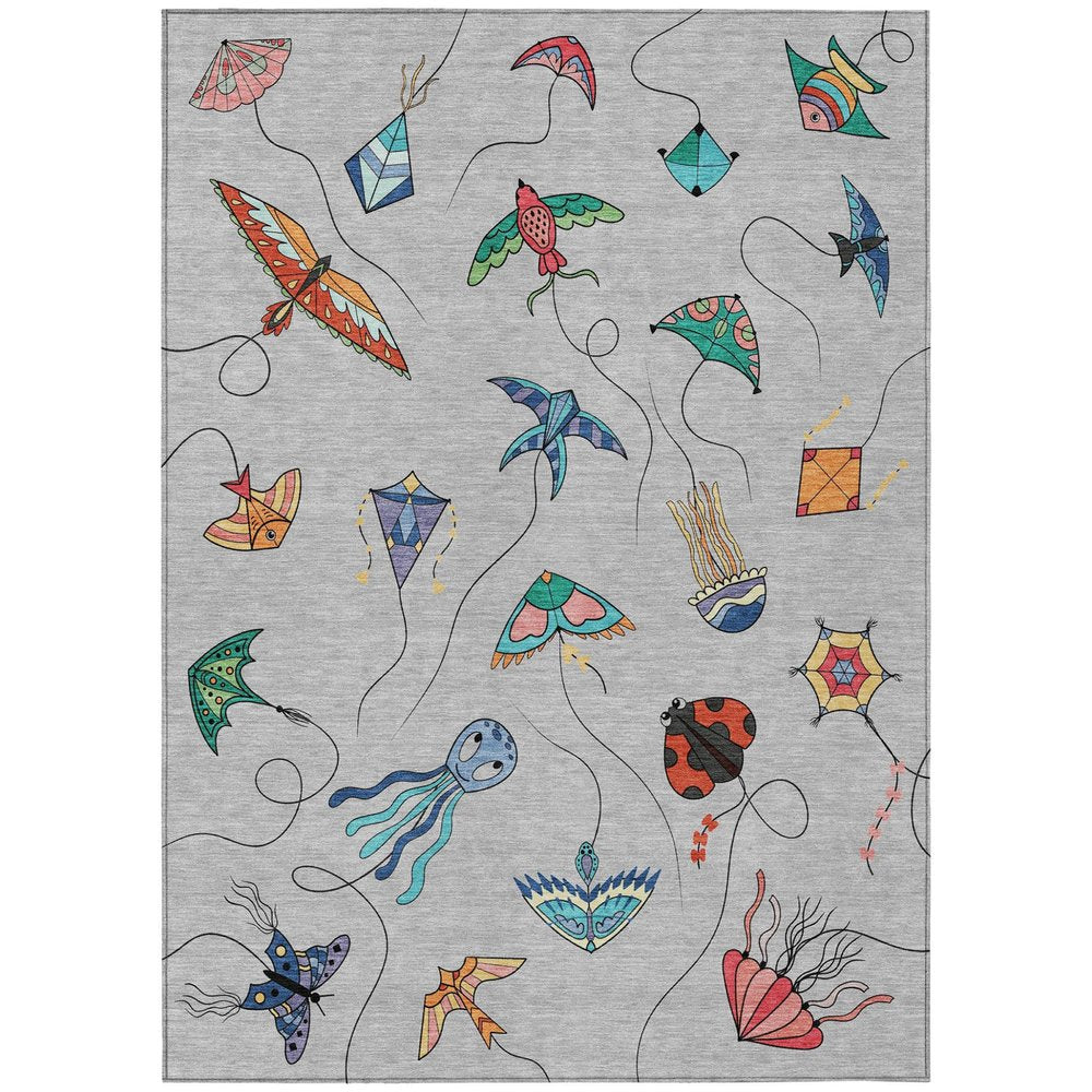 9' X 12' Gray And Gold Geometric Washable Indoor Outdoor Area Rug — view 1