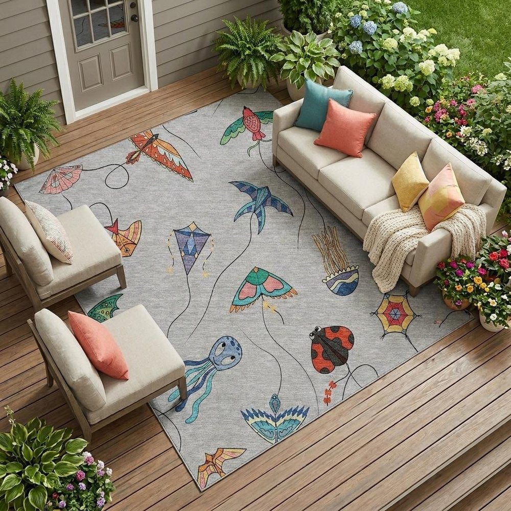 9' X 12' Gray And Gold Geometric Washable Indoor Outdoor Area Rug — view 7