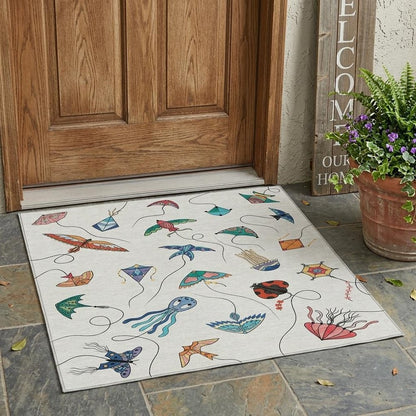 3' X 5' Ivory And Gray Geometric Washable Indoor Outdoor Area Rug HomeRoots