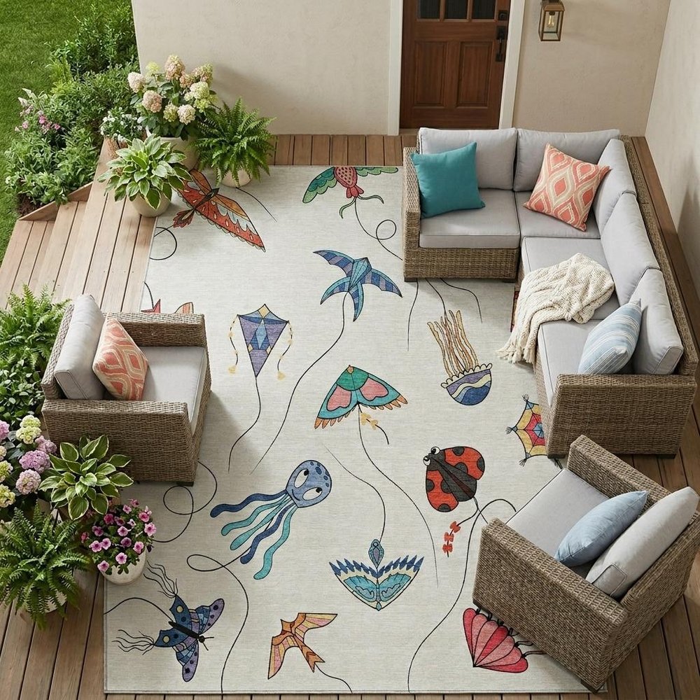 10' X 14' Ivory And Gray Geometric Washable Indoor Outdoor Area Rug — view 7