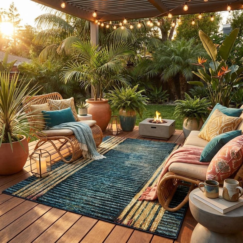 8' Black And Ivory Round Abstract Washable Indoor Outdoor Area Rug — view 9