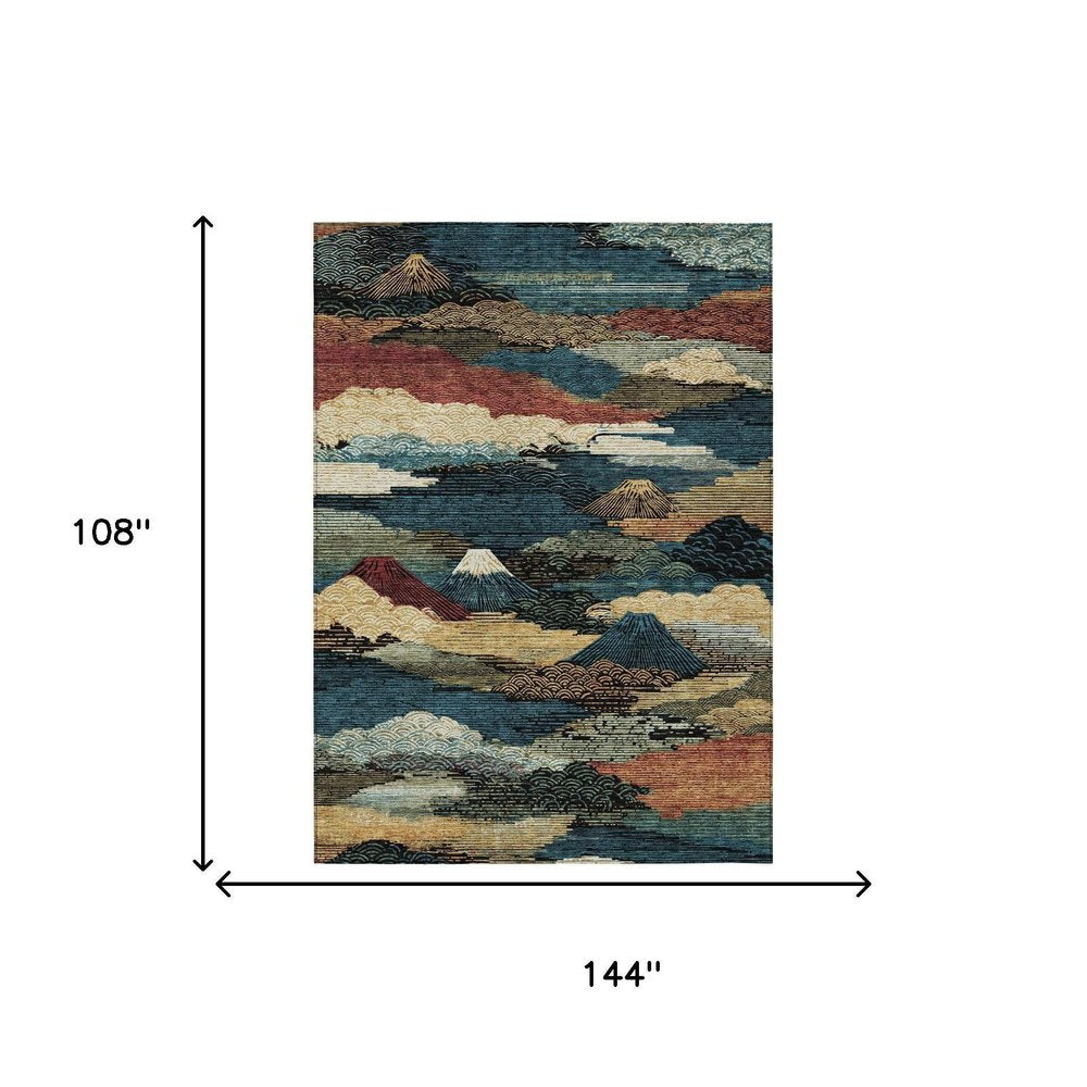 9' X 12' Black And Ivory Abstract Washable Indoor Outdoor Area Rug — view 4