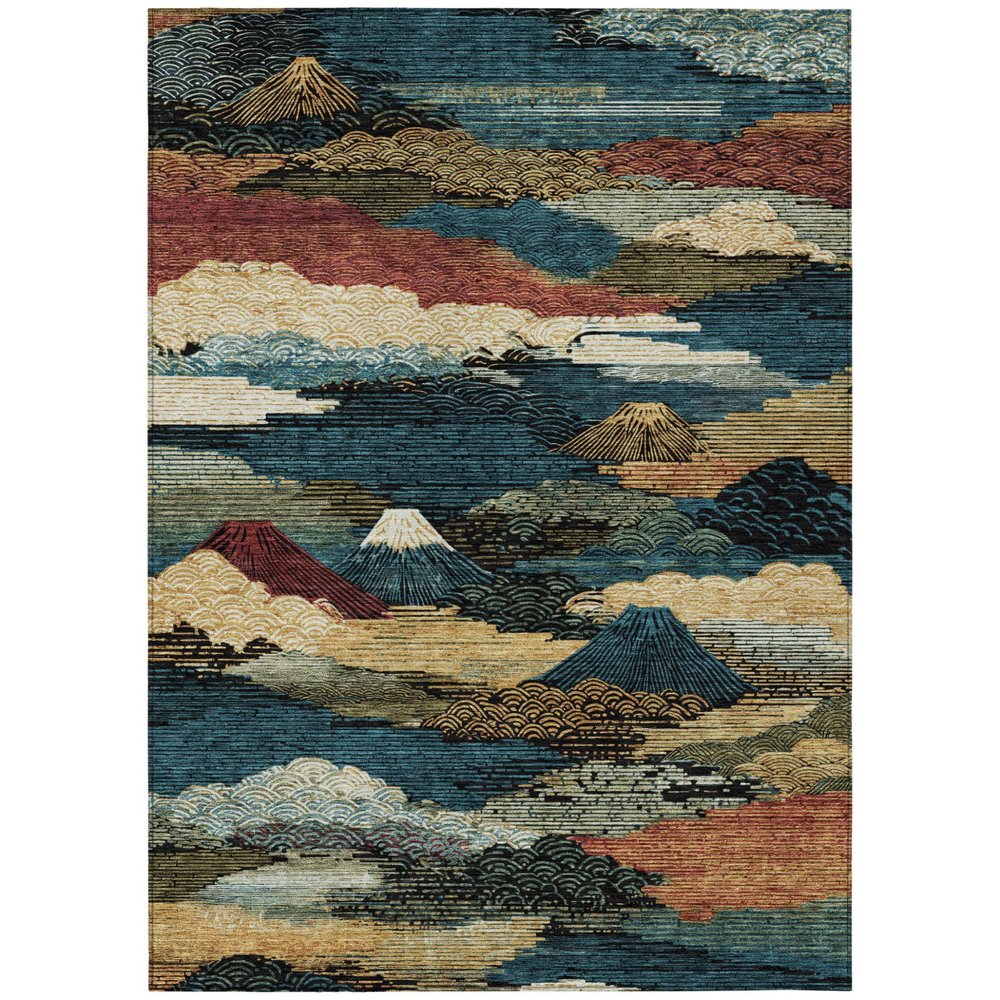 9' X 12' Black And Ivory Abstract Washable Indoor Outdoor Area Rug — view 1