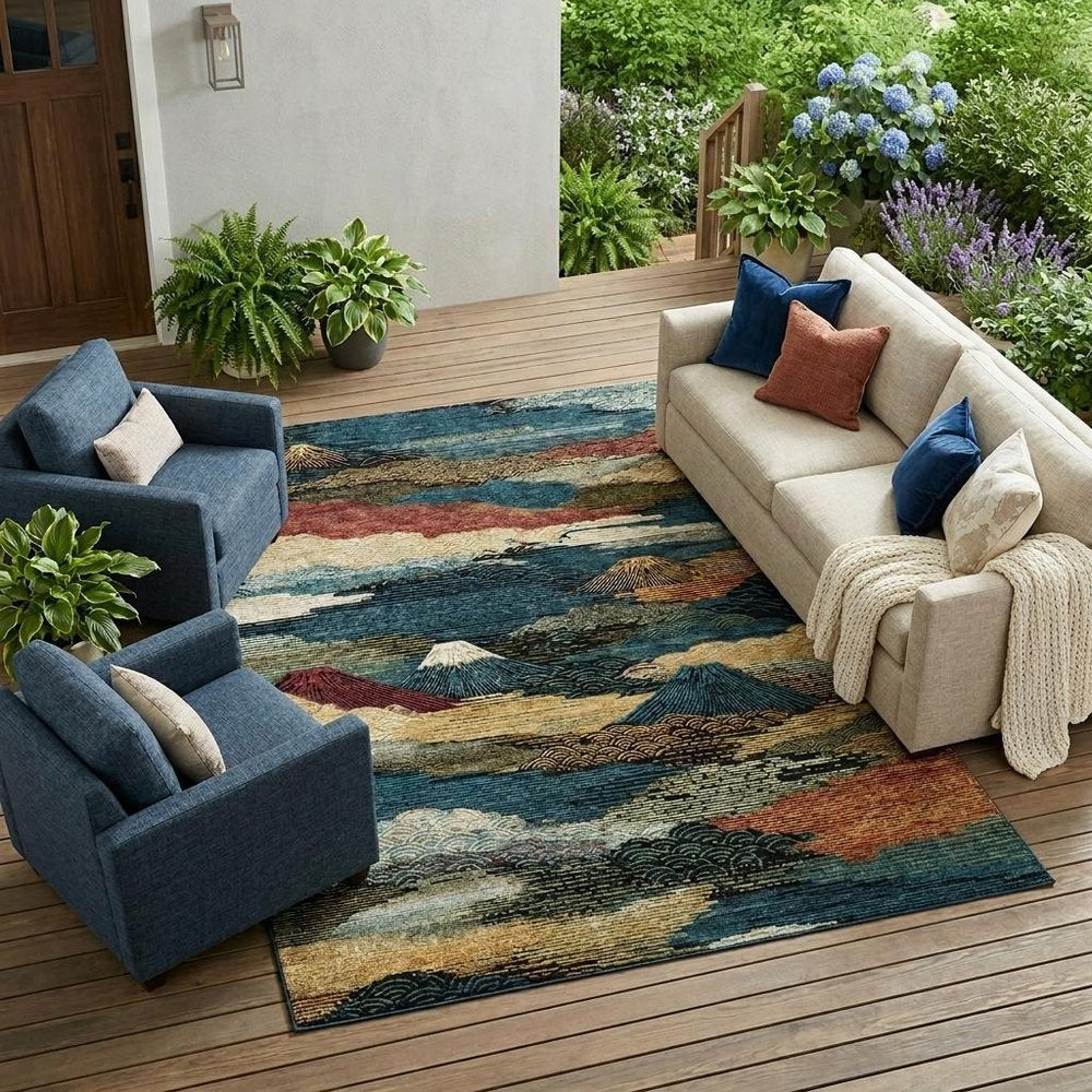 9' X 12' Black And Ivory Abstract Washable Indoor Outdoor Area Rug — view 5