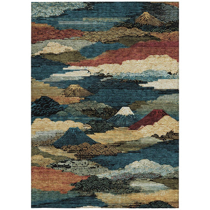 9' X 12' Black And Ivory Abstract Washable Indoor Outdoor Area Rug