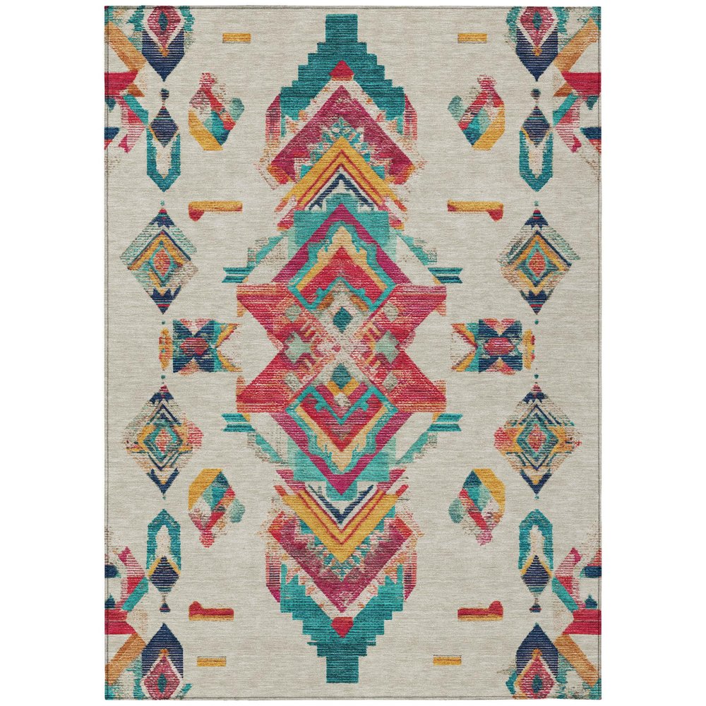 10' X 14' Beige And Ivory Tribal Washable Indoor Outdoor Area Rug HomeRoots