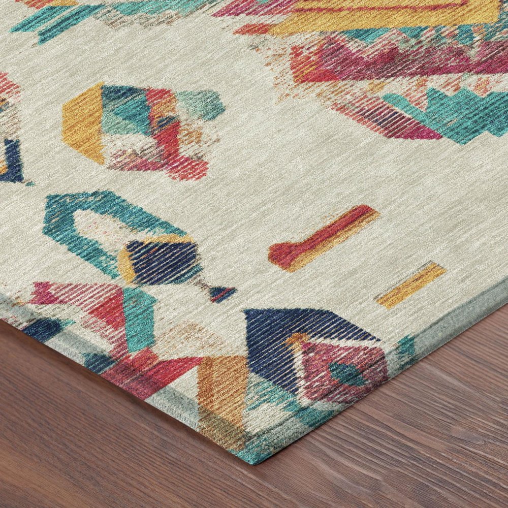 10' X 14' Beige And Ivory Tribal Washable Indoor Outdoor Area Rug — view 2