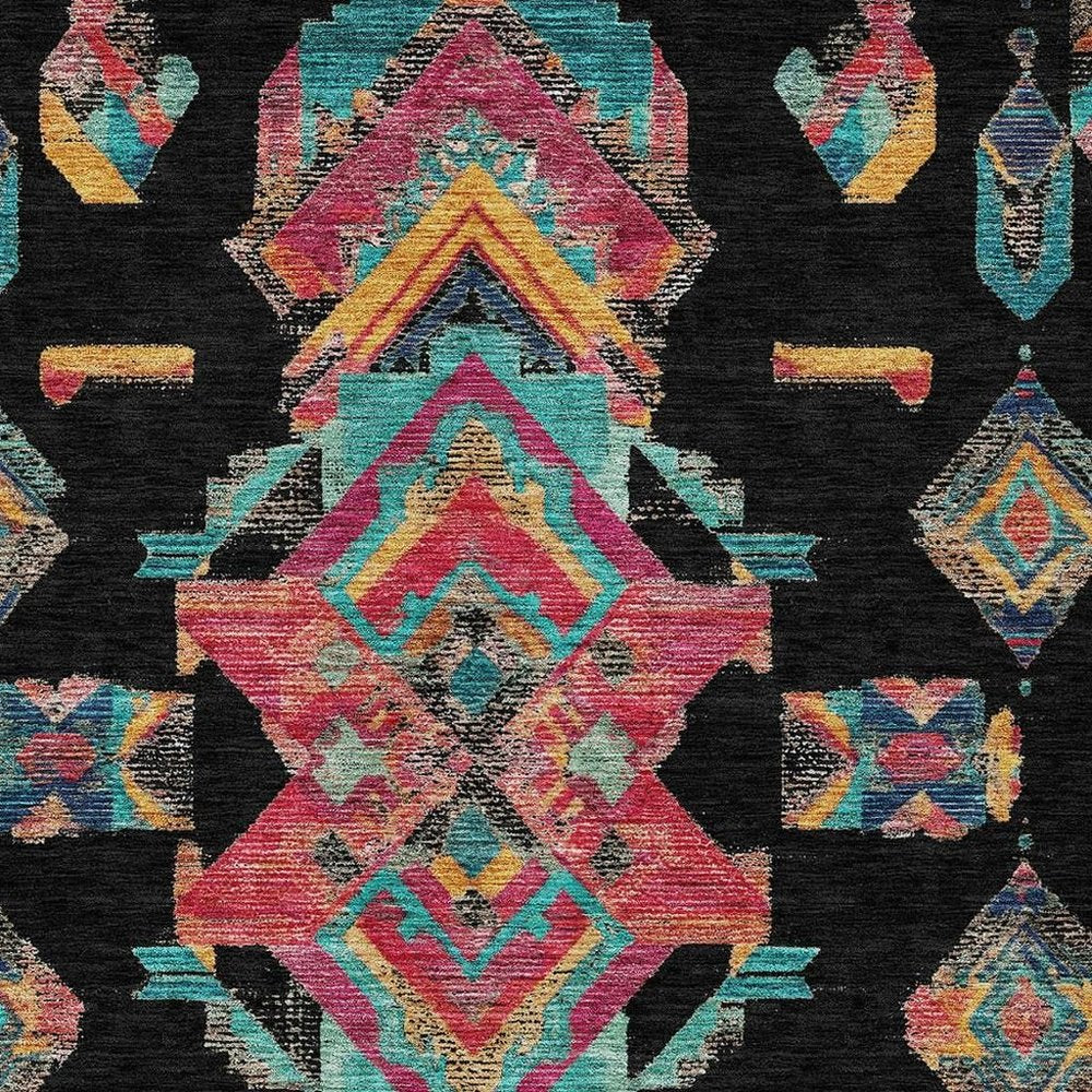 3' X 5' Black And Beige Tribal Washable Indoor Outdoor Area Rug HomeRoots