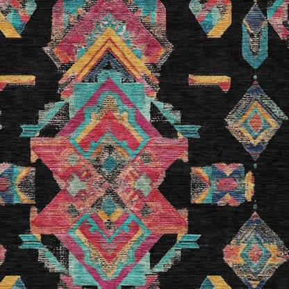 3' X 5' Black And Beige Tribal Washable Indoor Outdoor Area Rug HomeRoots