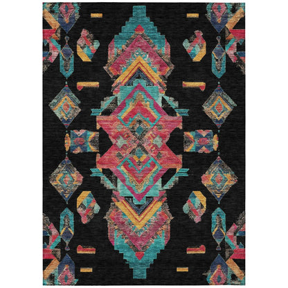 3' X 5' Black And Beige Tribal Washable Indoor Outdoor Area Rug HomeRoots
